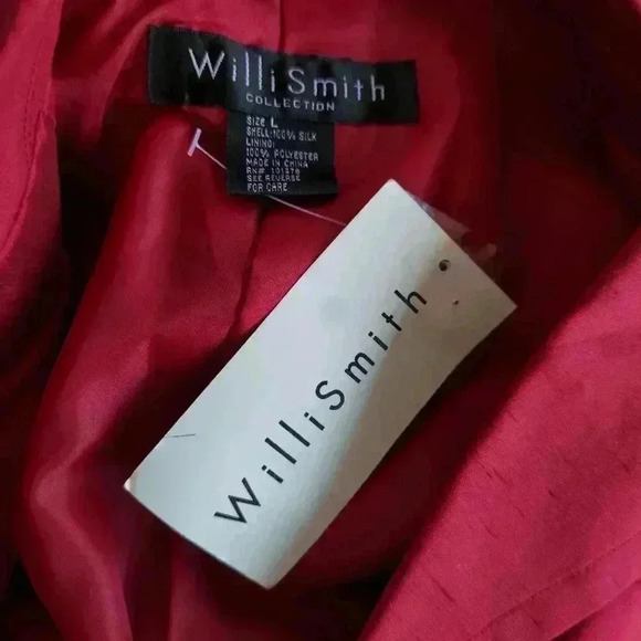 NWT Willi Smith Burgandy Silk Trenchcoat Inspired Light Weight Jacket - Picture 3 of 4